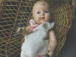 6 INCH ALL COMPO BABY DOLL, OLD UNDERWEAR, DIAPER